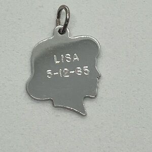 Vtg 925 Sterling Silver Necklace Girl Head Silhouette Lisa Charm Pendant